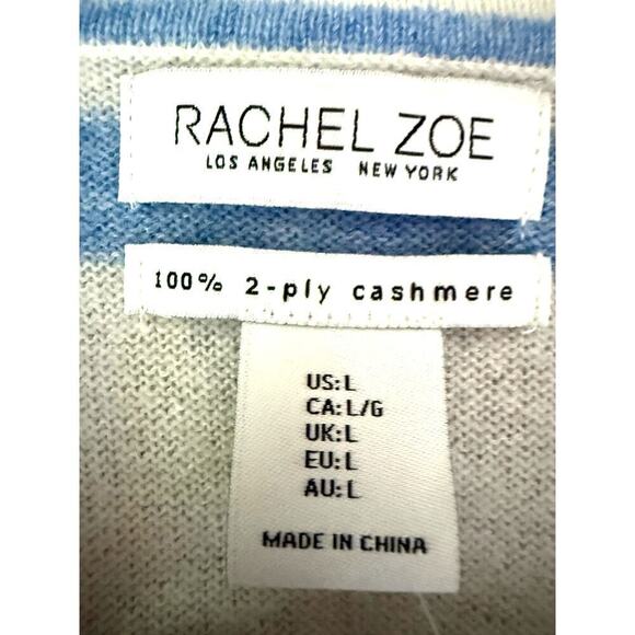NWT Rachel Zoe Two-Ply Cashmere Sweater Vest Blue Cream Stripe - Picture 2 of 3